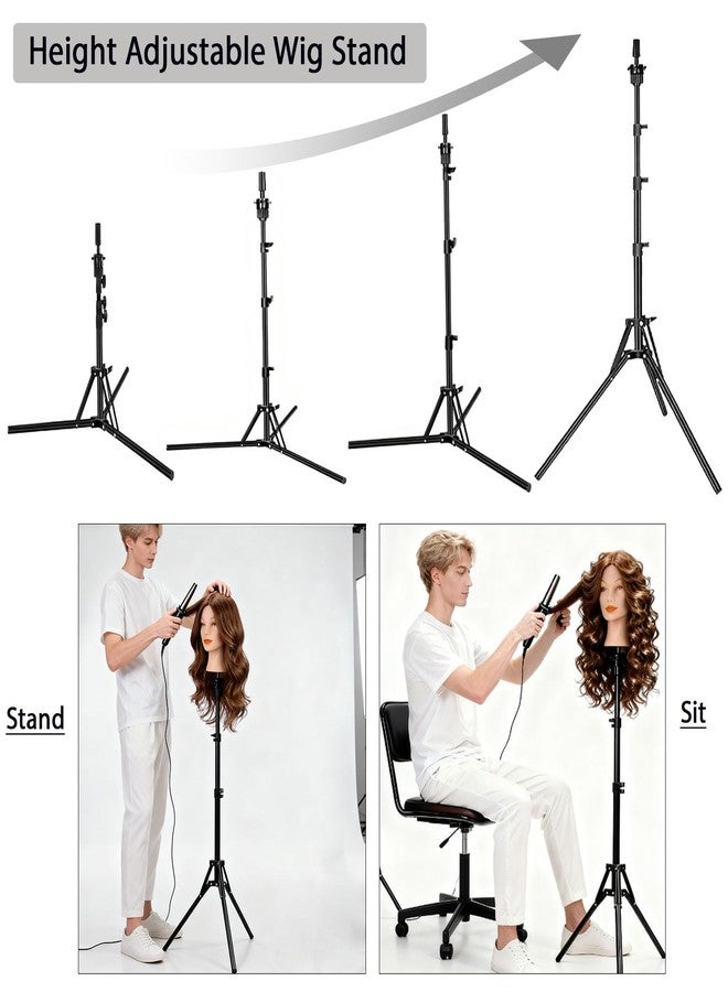 TopDirect 65 Inch Reinforced Mannequin Head Stand,Portable Adjustable Wig Stand Tripod,Mannequin Wig Head Stand Suitable for Beauty Schools,Barber Training,DIY Styling Design - Image 2
